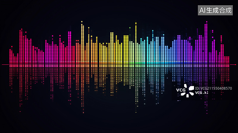 【AI数字艺术】绚丽音乐音符声波抽象背景图片素材