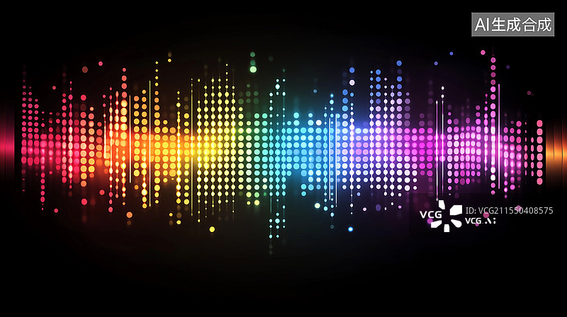 【AI数字艺术】绚丽音乐音符声波抽象背景图片素材