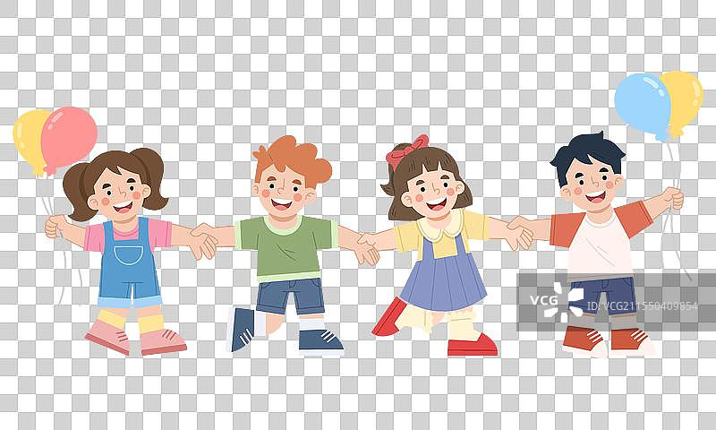 快乐的孩子们手牵手图片素材