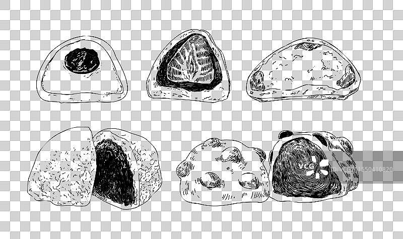 手绘日本甜点素描套装图片素材
