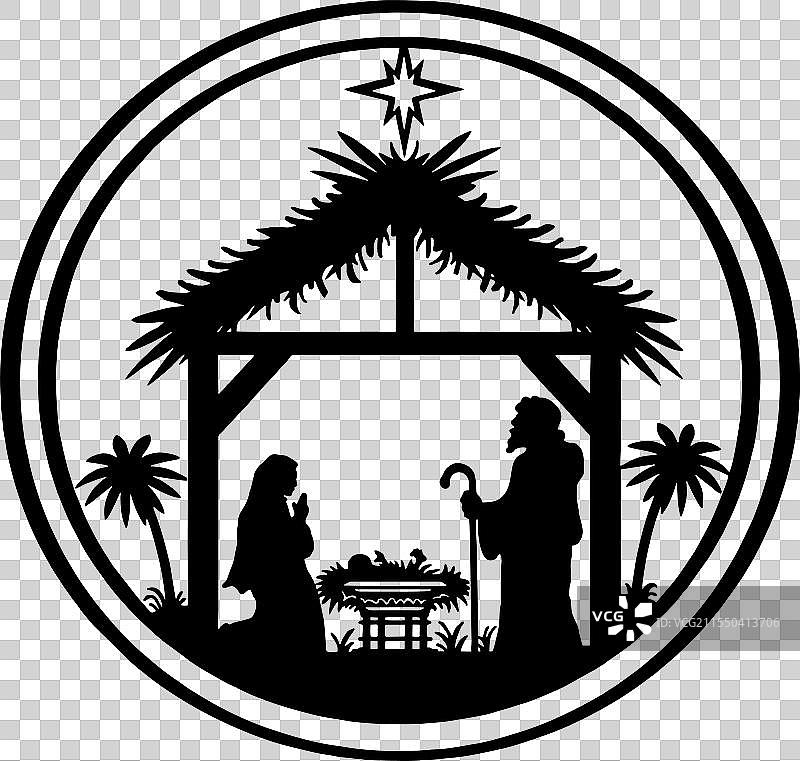 神圣之夜剪影 - 耶稣诞生场景图片素材