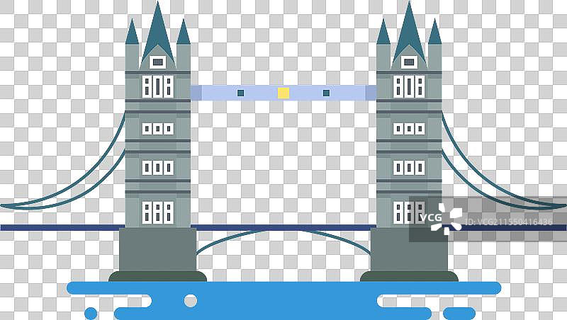 伦敦著名的塔桥旅行彩色图标图片素材