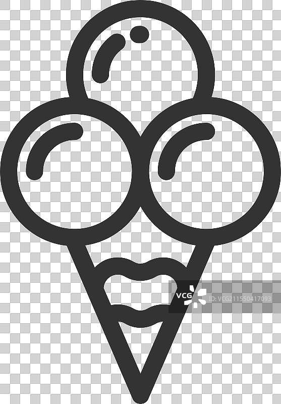 华夫筒中的冰淇淋勺线条图标图片素材