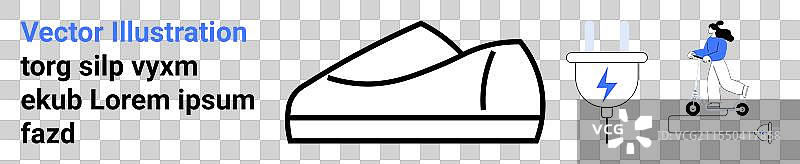 现代运动鞋与电动滑板车充电图片素材