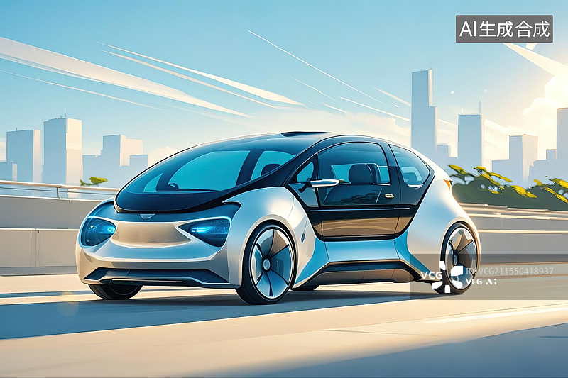 【AI数字艺术】未来ai智能汽车行驶在路上图片素材