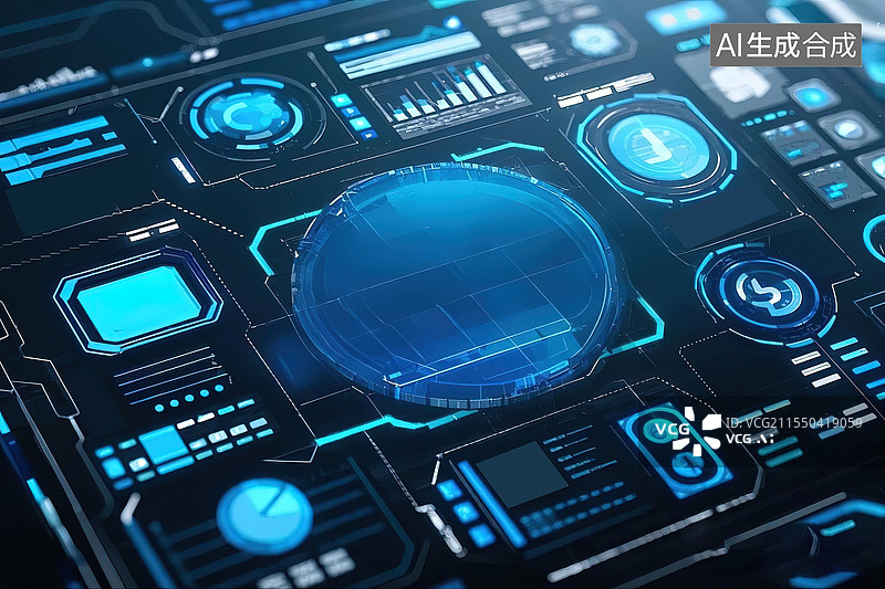 【AI数字艺术】人工智能计算机芯片全帧拍摄图片素材