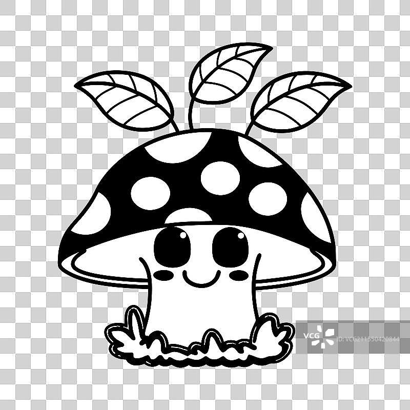 可爱的卡通蘑菇，红白相间的斑点帽图片素材