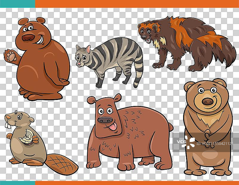 搞笑的卡通野生动物漫画角色系列图片素材