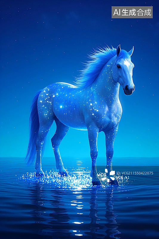 【AI数字艺术】星云材质十二生肖马图片素材