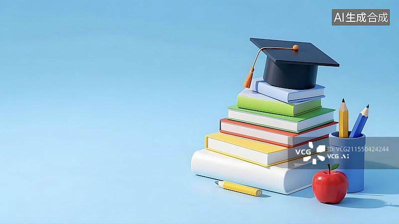 【AI数字艺术】3D教育知识主题背景居右图片素材