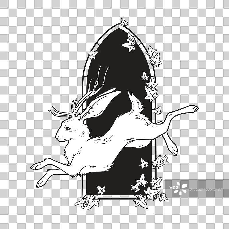 角兔，带角的民间传说魔法动物图片素材