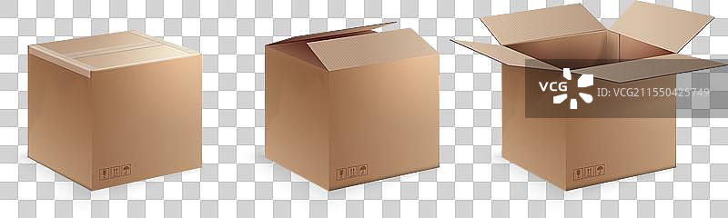 三个打开的纸箱位置图片素材