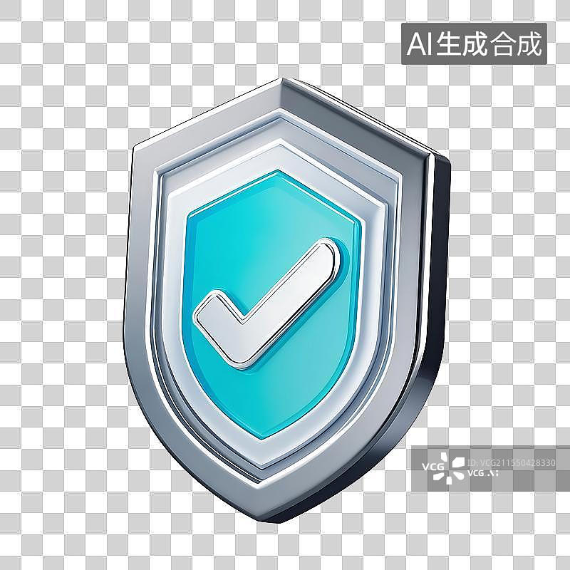 【AI数字艺术】一个盾牌3D渲染素材金融保险健康医疗行业图片素材