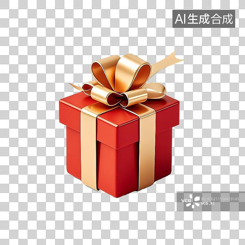 【AI数字艺术】一个礼物盒子红色礼盒3D渲染模型图片素材