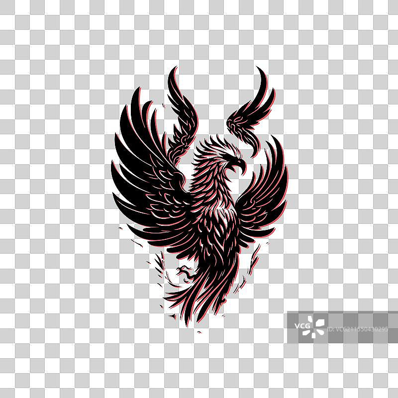黑色和红色的凤凰鸟，象征重生的概念图片素材