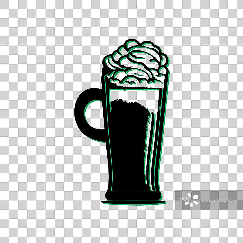 咖啡或啤酒杯与奶油饮料图标图片素材