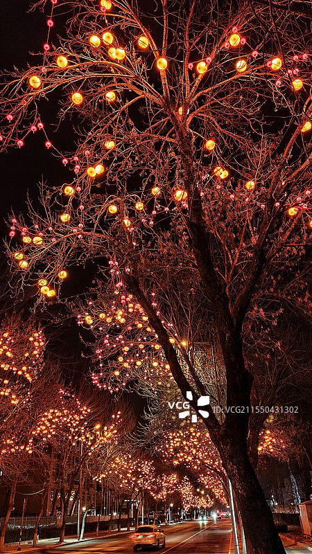 春节夜景，25.01.16摄于顺义拥军路。图片素材