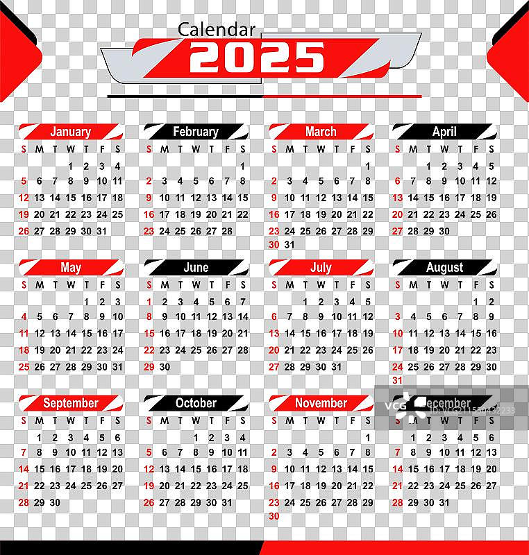 2025年日历模板 2025年日期图片素材