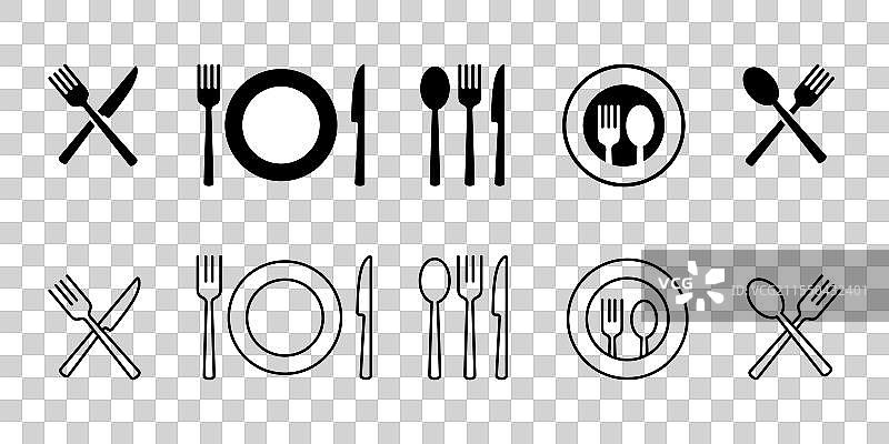 叉、勺和刀的图标或菜单符号图片素材