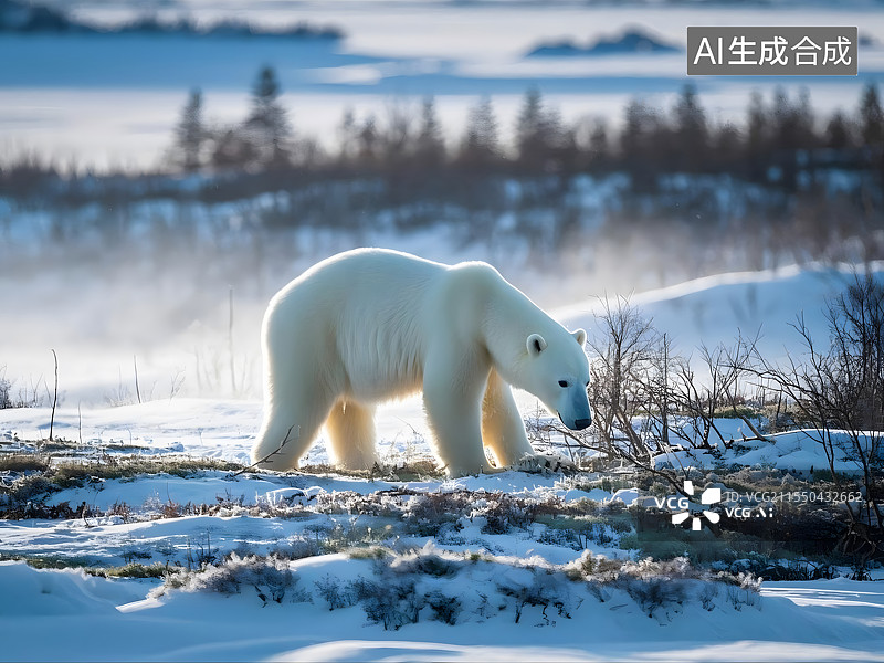【AI数字艺术】寒冬苔原与北极熊出没图片素材