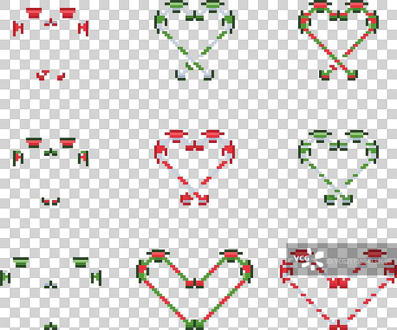 像素艺术糖果手杖心形收藏 节日气氛图片素材