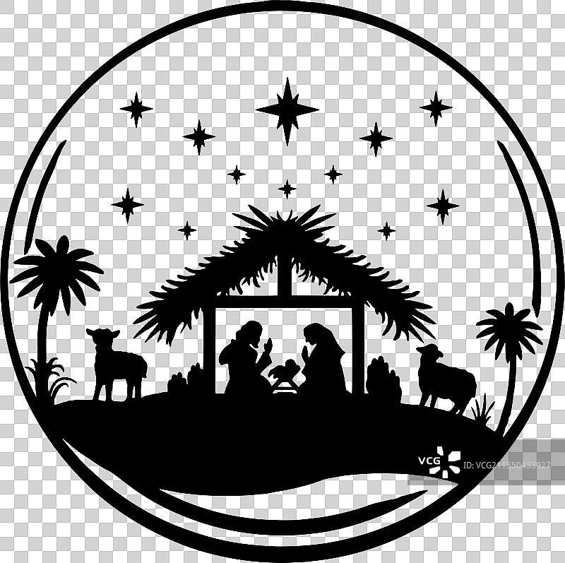 神圣之夜剪影 - 婴儿的降生场景图片素材