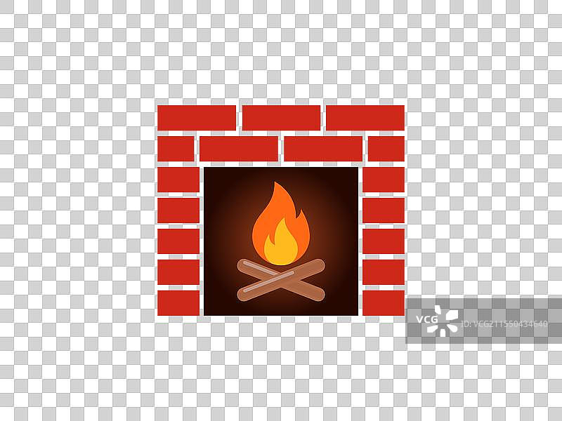 砖砌壁炉或带木柴的壁炉图标图片素材