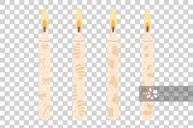 米色中性色调的生日蜡烛套装，节日装饰图片素材