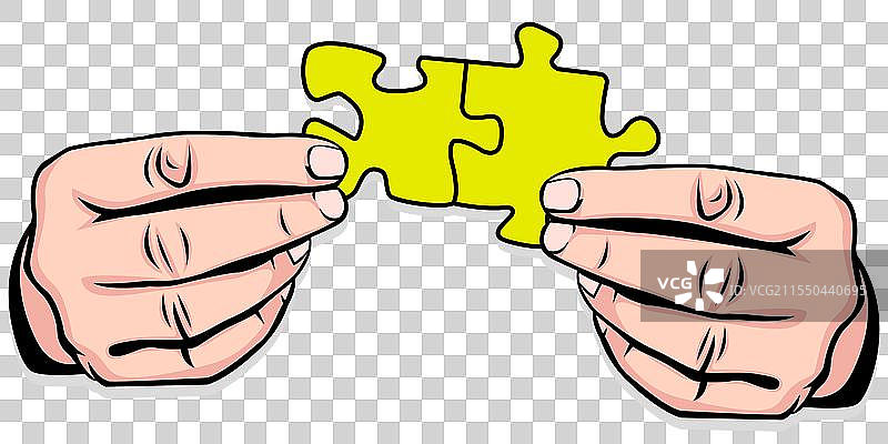 两只手握着拼图块图片素材