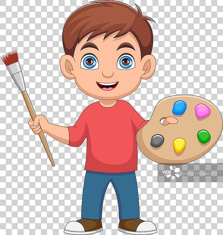 卡通画家男孩图片素材