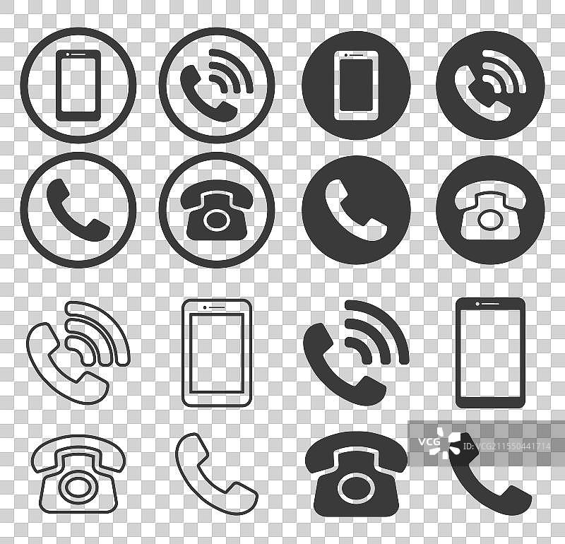 电话联系人连接图标符号集旧电话图片素材