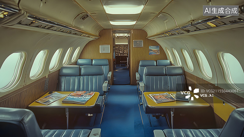 【AI数字艺术】飞机客舱内景图片素材