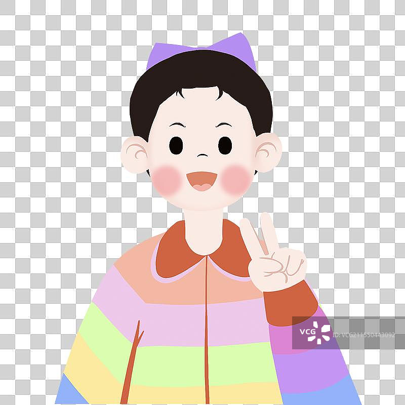 彩虹衣服可爱女孩图片素材