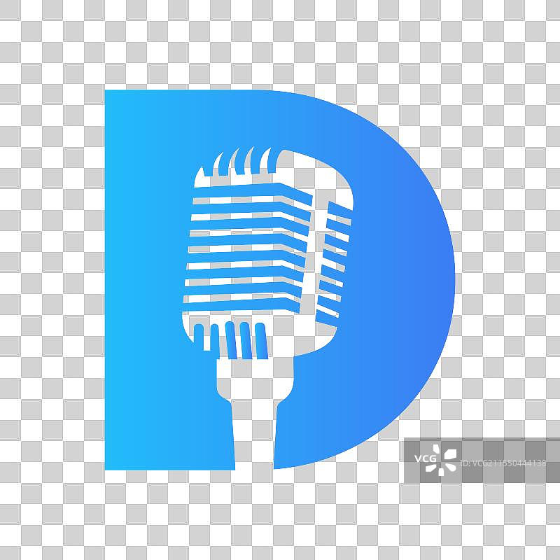 字母D麦克风标志概念，代表音乐符号图片素材