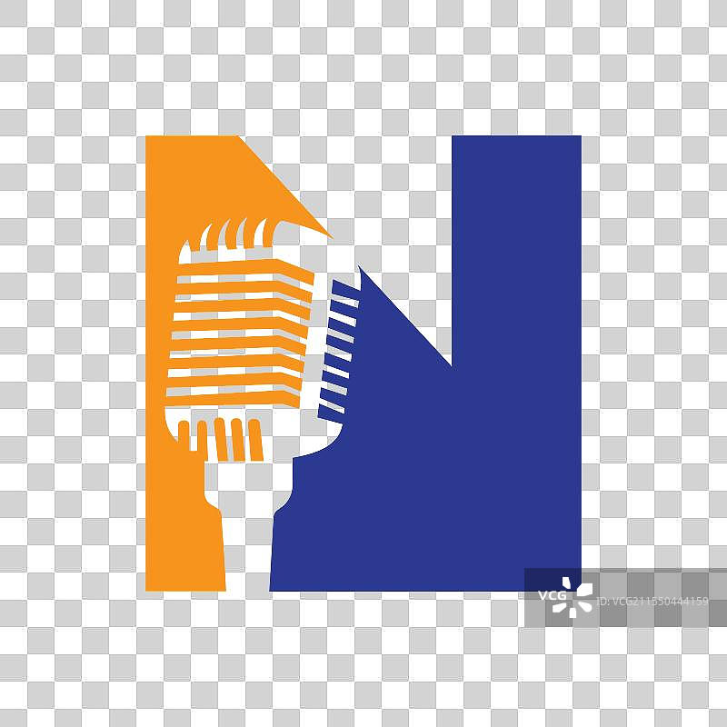 字母n麦克风标志概念，代表音乐符号图片素材