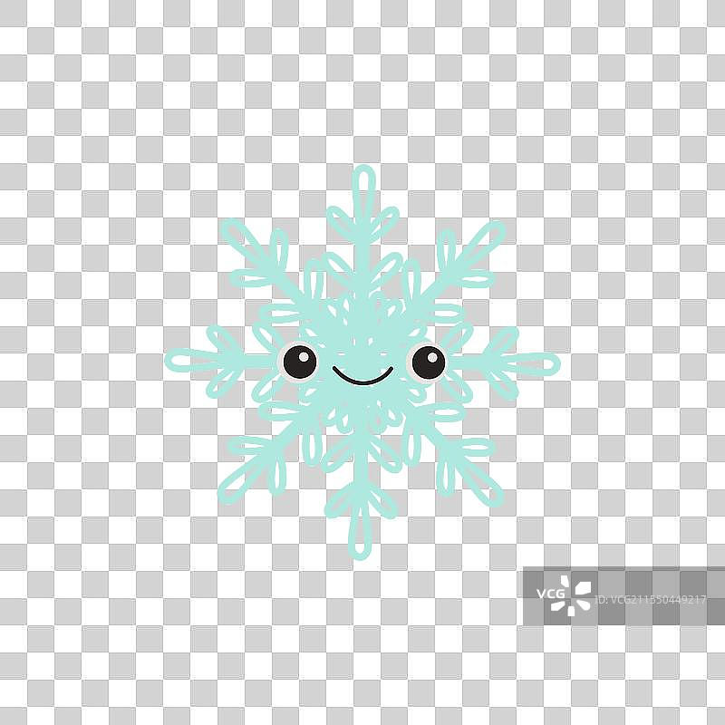 可爱的雪花角色，带着微笑的脸，快乐无比图片素材