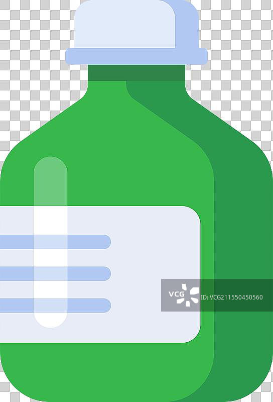 绿色药瓶，带有空白标签和白色背景图片素材