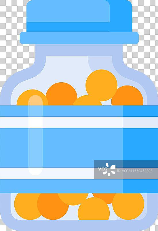 橙色维生素药丸存放在透明容器中图片素材