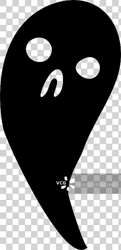 简单的黑色幽灵漂浮着，面露悲伤的表情图片素材