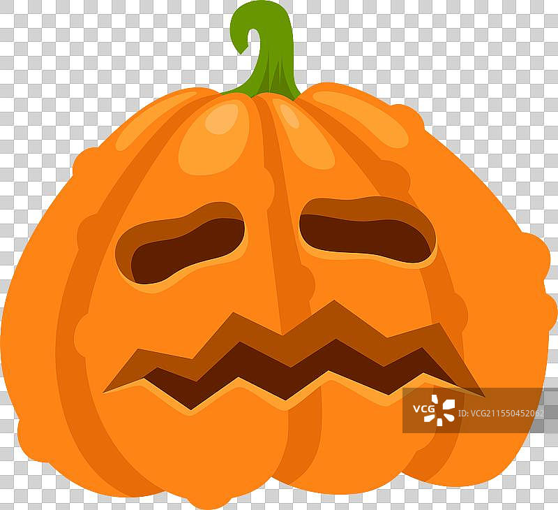 雕刻的南瓜，带有悲伤的面孔，象征着图片素材