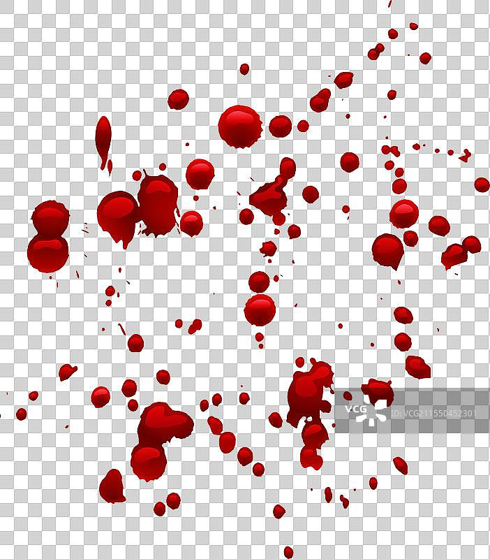 逼真的血滴和飞溅形成一个图片素材