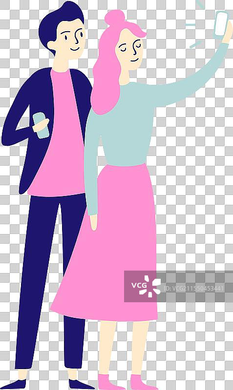 一位年轻的粉色头发女性正在自拍图片素材