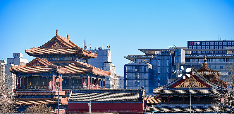 北京雍和宫 远眺雍和宫全景别有一番滋味图片素材