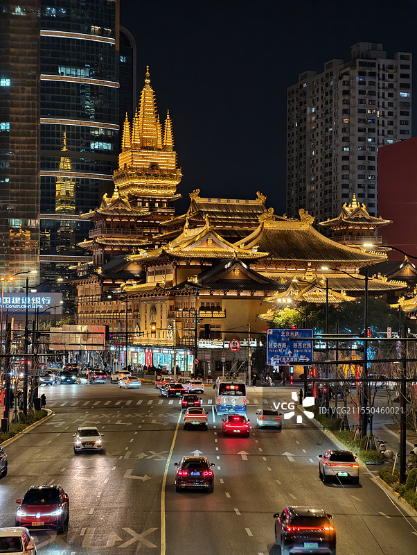 上海静安寺夜曲图片素材