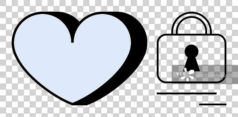 心形和锁的图案象征着安全的爱情图片素材