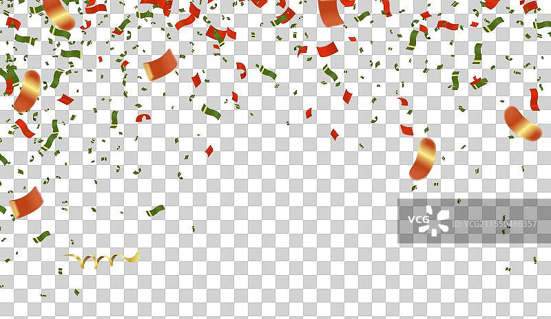 节日背景，配有彩带和五彩纸屑图片素材