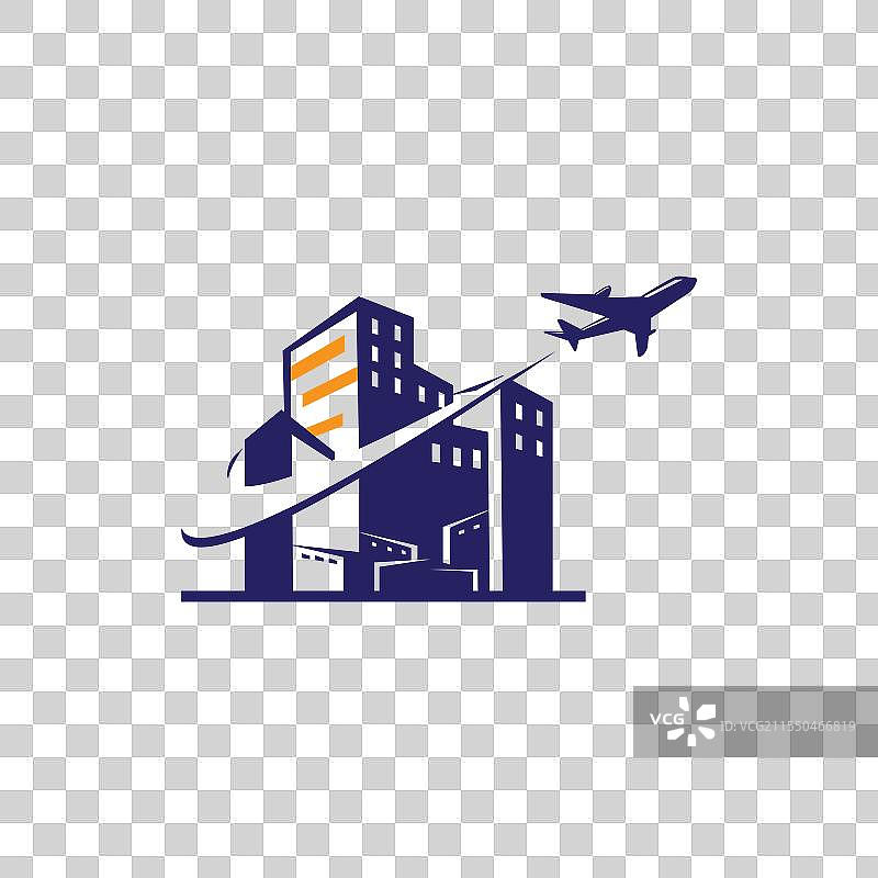 城市机场起飞的飞机旅行标志图片素材