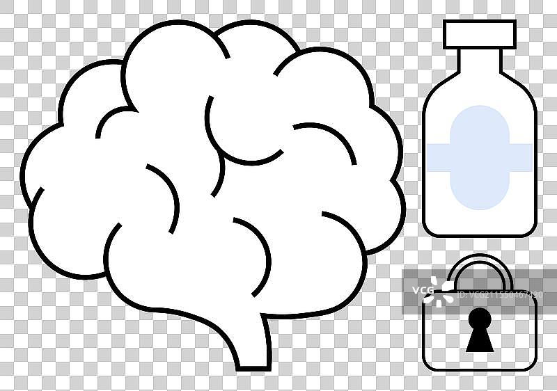 心理健康概念与大脑轮廓医学图片素材