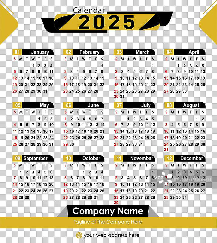 2025年日历 免费年度日历2025图片素材
