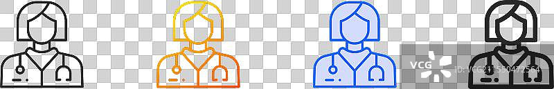 营养师图标，细线性渐变蓝色描边图片素材